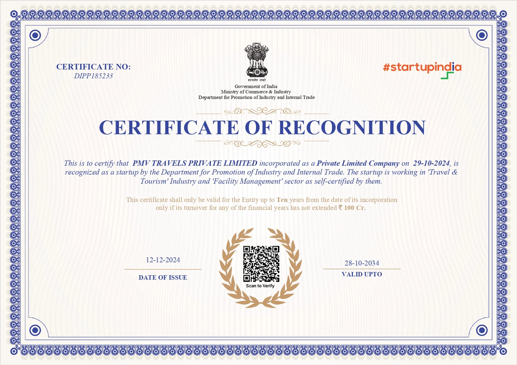 Start-up India Certificate